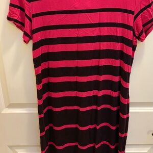 Striped Pink and Black Women's Dress
